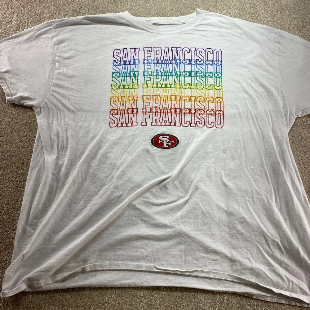 Fanatics San Francisco‎ 49ers Shirt Mens 2XL White Rainbow Pride Graphic Tee